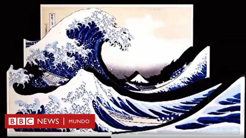 Papel pintado inspirado en las olas del mar en tonos azules