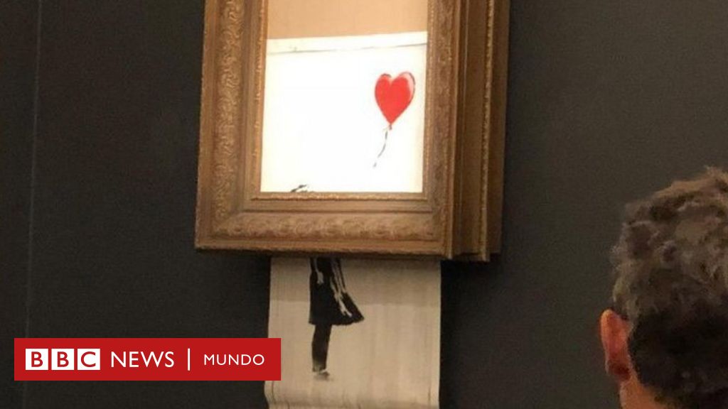 Una obra de Banksy se autodestruye tras ser vendida por más de un millón de dólares en la casa de subastas Sotheby's - BBC News Mundo