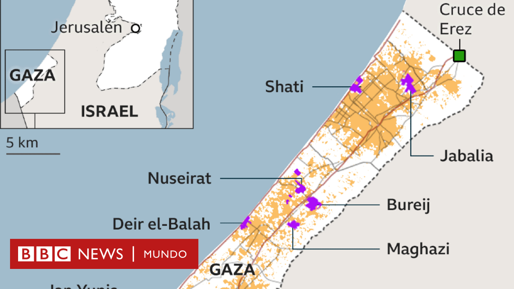3 mapas de la Franja Gaza, uno de los lugares más densamente poblados del mundo