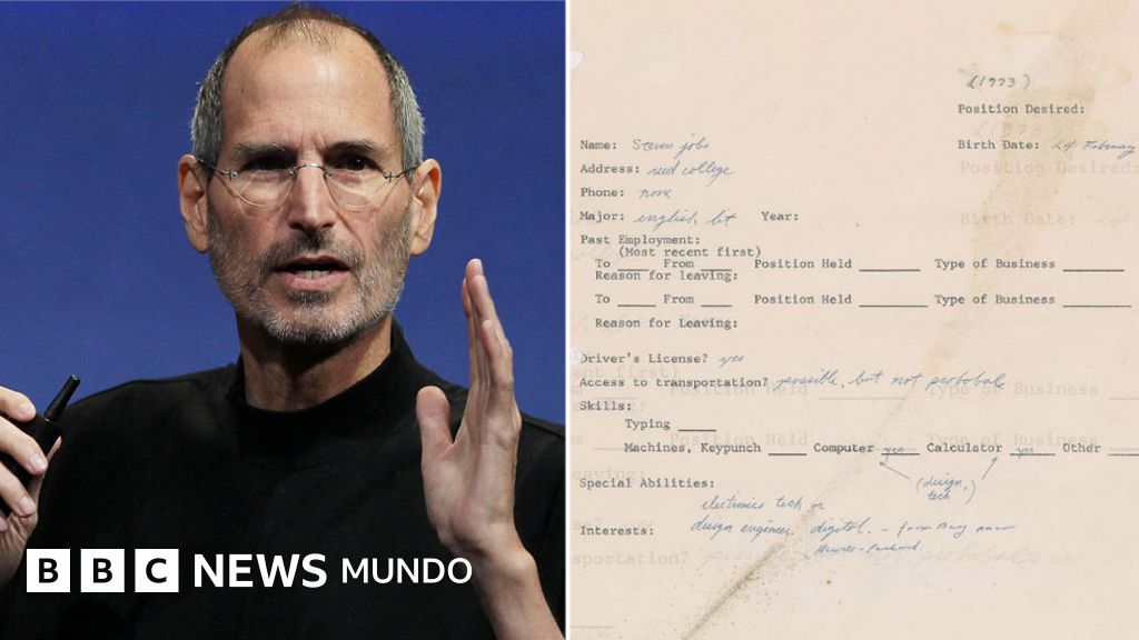 Lo que una desconocida solicitud de empleo de Steve Jobs revela sobre el fundador de Apple BBC