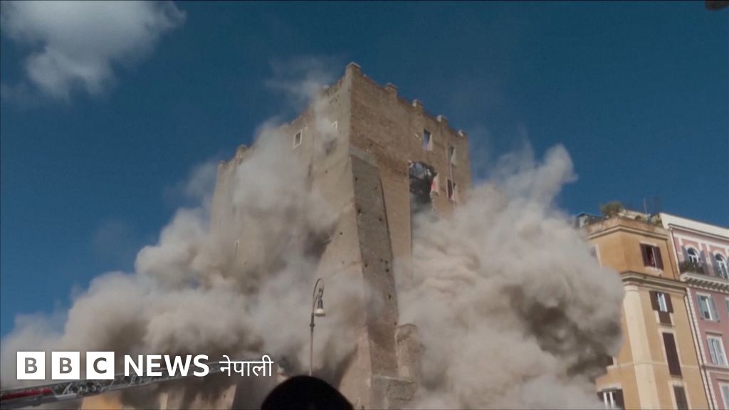 रोममा पुरातात्त्विक महत्त्वको टावर यसरी भत्कियो 