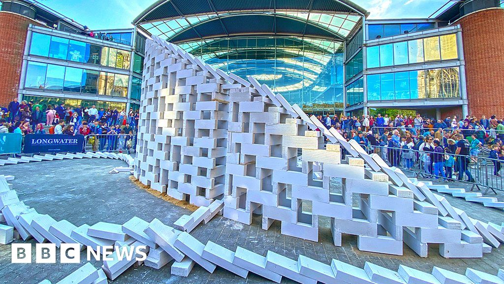 Norfolk and Norwich Festival: Giant dominoes topple kicks-off event