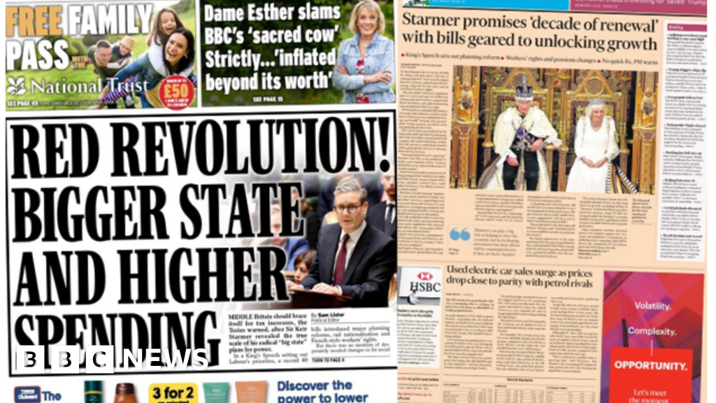 Newspaper headlines: Starmer’s ‘pink revolution’ and guarantees of renewal – BBC Information