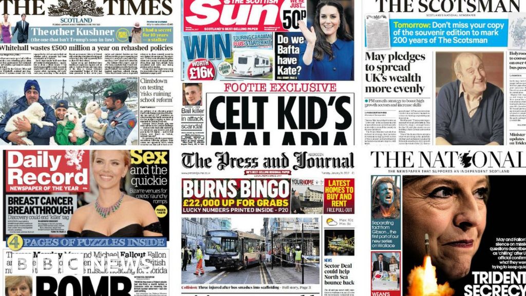 Scottish papers: Trident 'farce' and Celtic malaria scare - BBC News