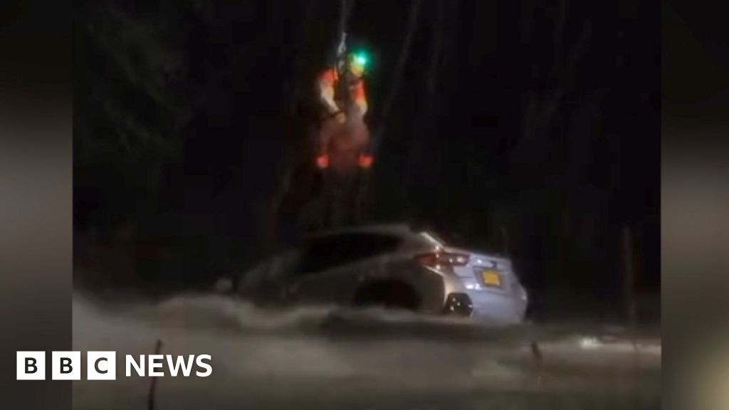 Watch: Helicopter airlifts 71-year-old woman from car stuck in river