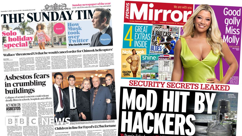 Newspaper headlines: Asbestos fears and MoD ‘hit by hackers’