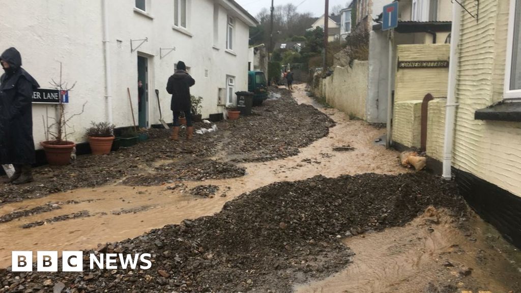 North Devon flooding Homes evacuated after landslides hit BBC News