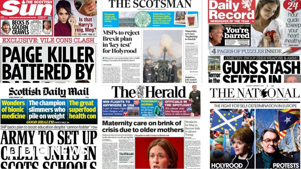 Scotland's papers: Paige killer attack and cemetery gun stash - BBC News