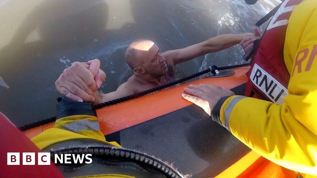 Porthcawl Exhausted Man Saved From Drowning By Floating Bbc News