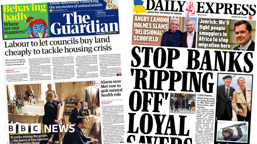 Newspaper headlines: Labour housing plan and banks 'ripping off' savers