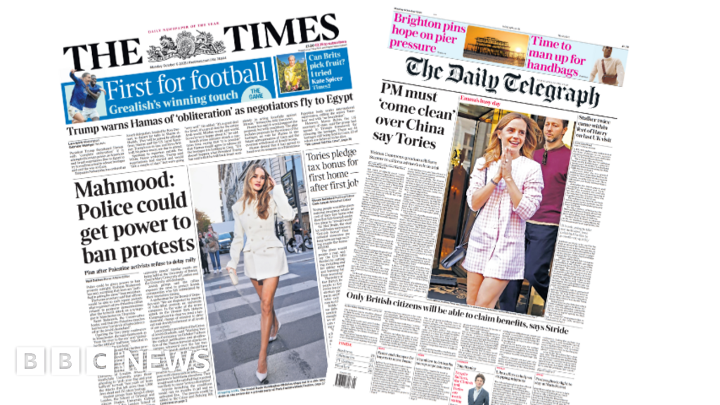 The Papers: 'Police could get power to ban protests' and 'PM must come clean over China'