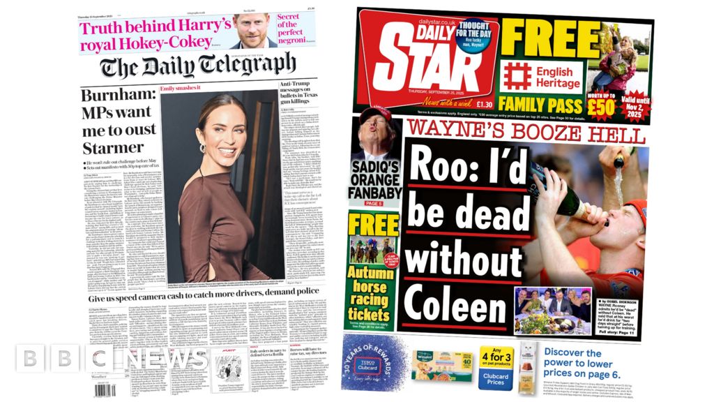 The Papers: 'MPs want me to oust Starmer' and 'Wayne's booze hell'