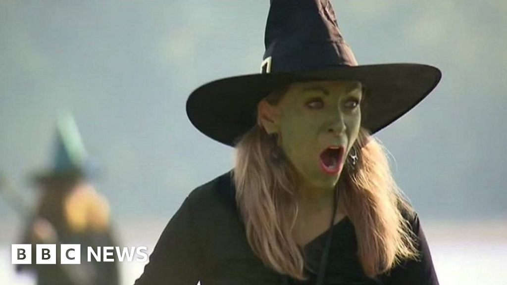 The witches who are 'board' of brooms - BBC News