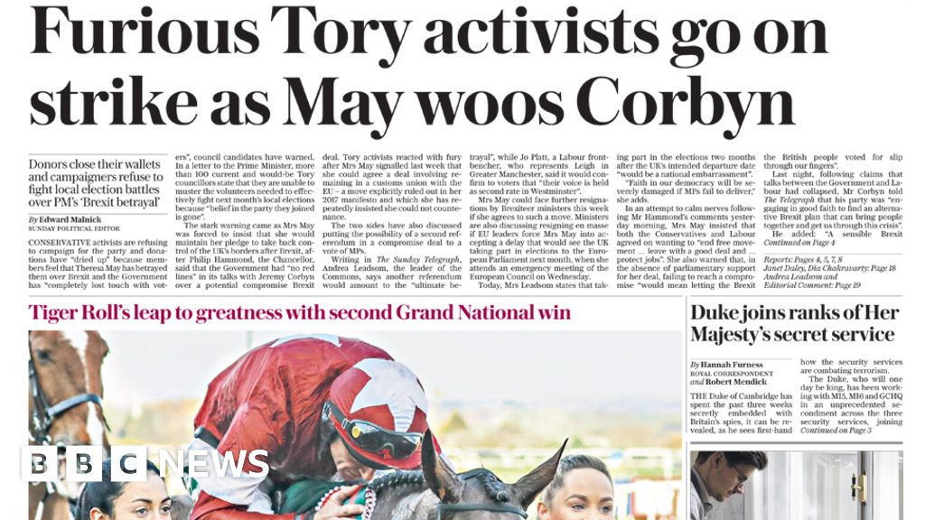 The Papers: Tory 'fury' over May's Brexit approach