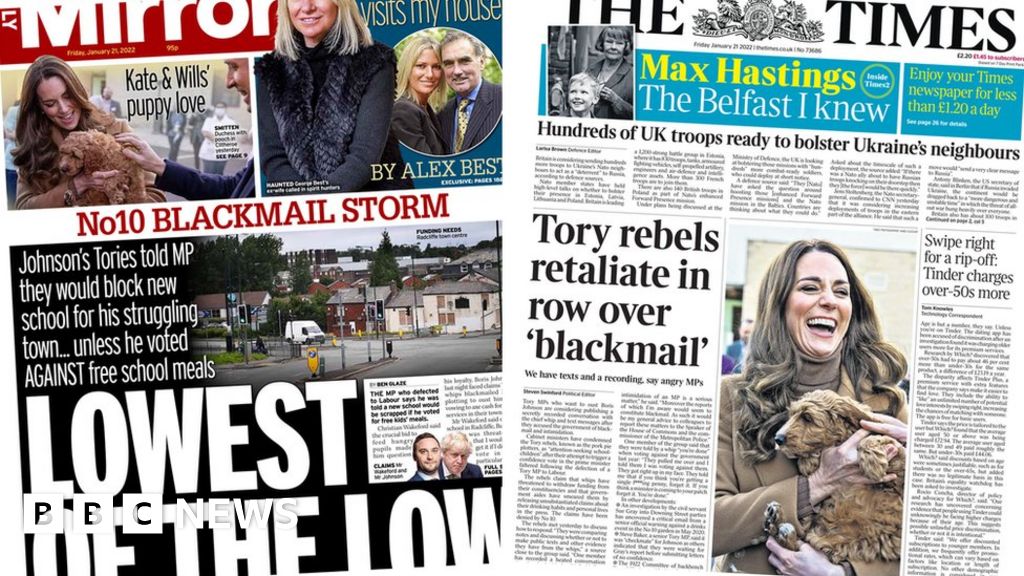 Newspaper headlines: Tory MPs retaliate in 'blackmail storm'