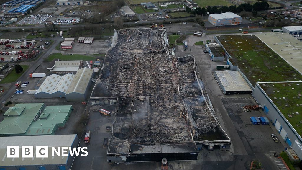 Bridgend fire: Drone footage shows industrial blaze damage