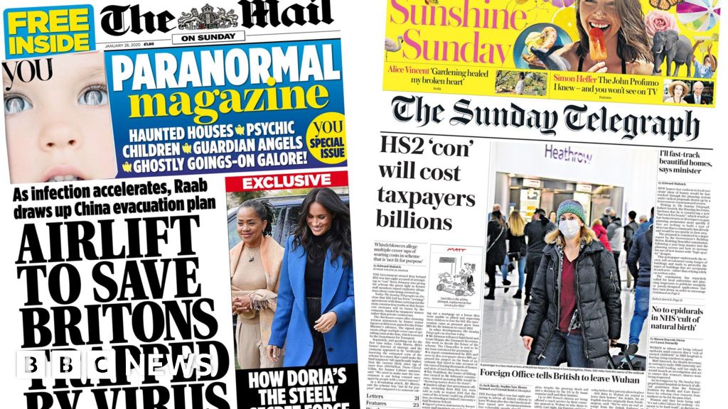 Newspaper Headlines Britons In Virus Airlift And Hs2 Cost Fury
