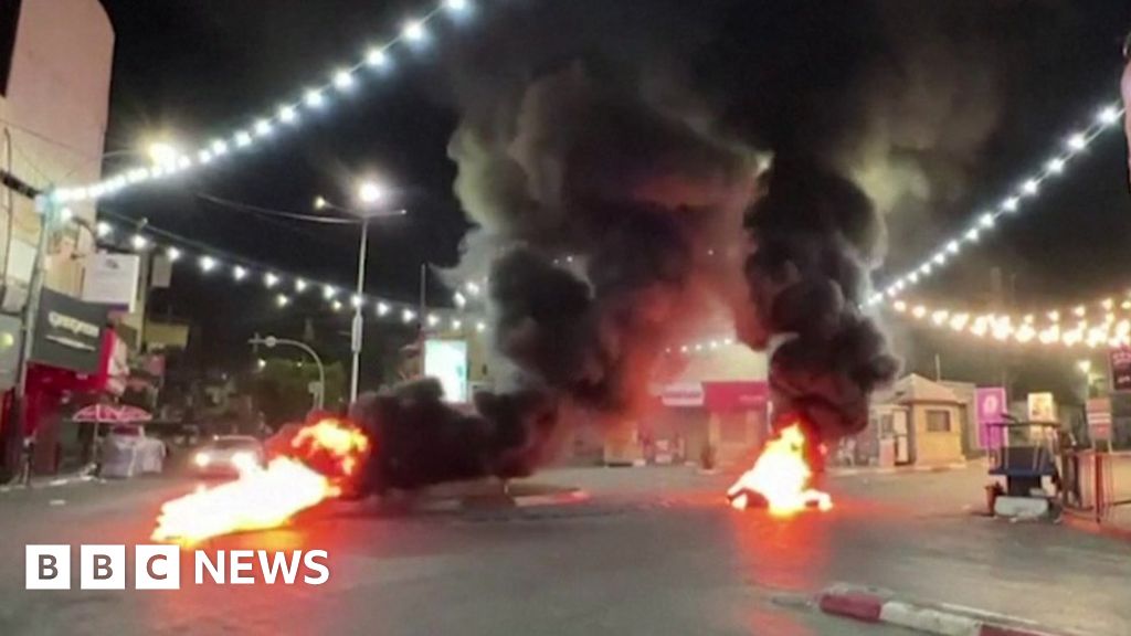 Tyres set on fire following Israeli air strike on Jenin