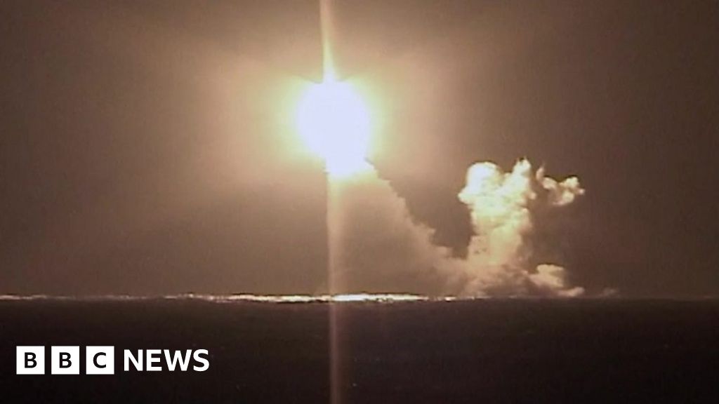 Footage Shows Missile Launch From Russian Sub Bbc News