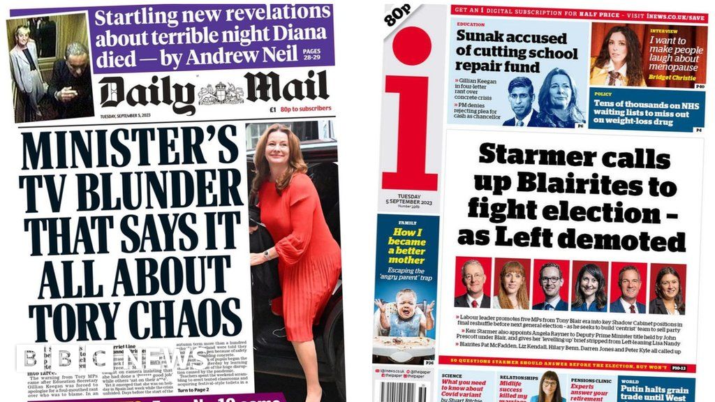 Newspaper headlines: 'Minister's TV blunder' and 'Blairites are back'