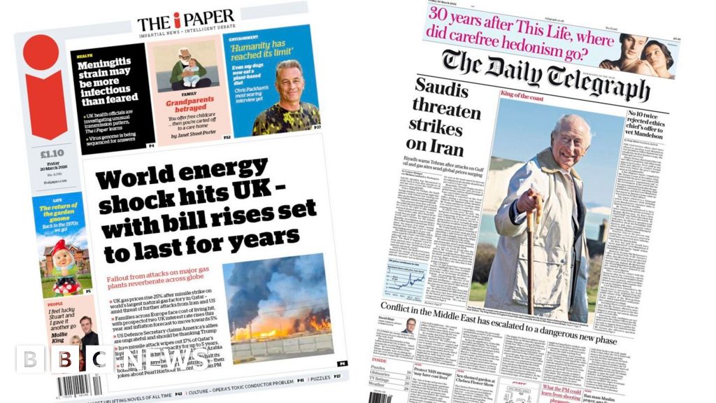 Newspaper headlines: Iran war unleashes 'world energy shock' and 'King of the coast'