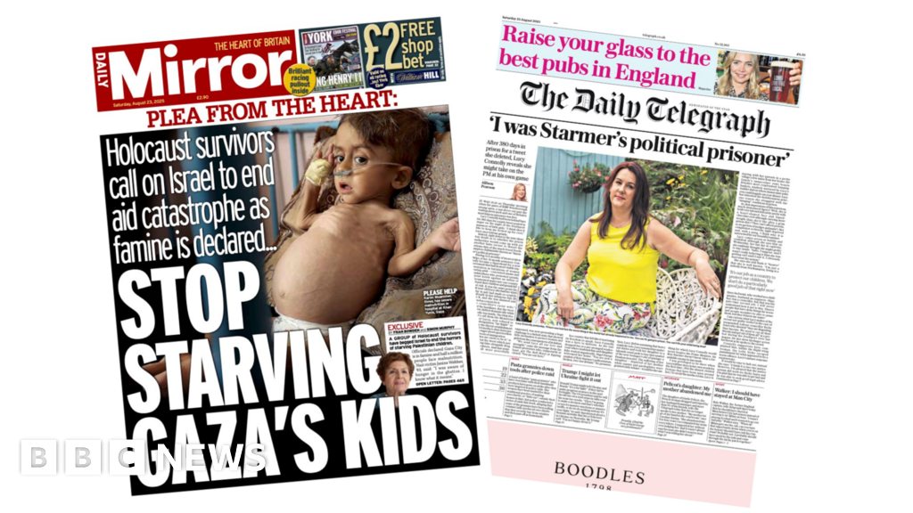 The Papers: 'Stop starving Gaza's kids' and 'Starmer's political prisoner'