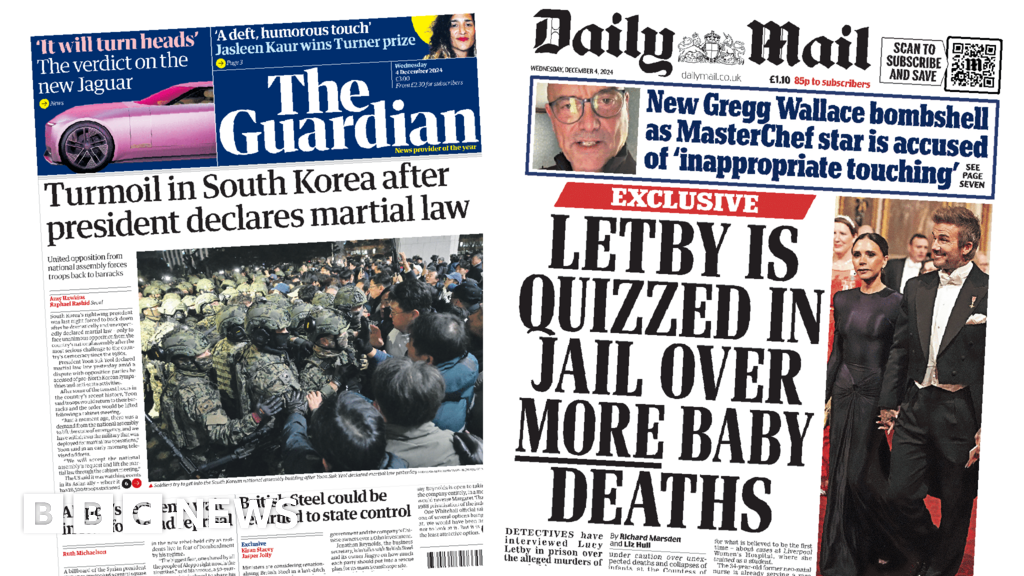 The Papers: 'Turmoil in South Korea' and 'Letby quizzed' in jail