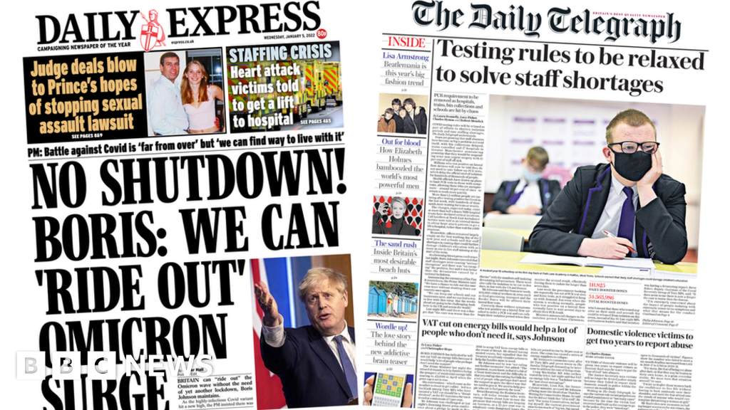 Newspaper headlines 'No shutdown' and 'testing rules to be relaxed'