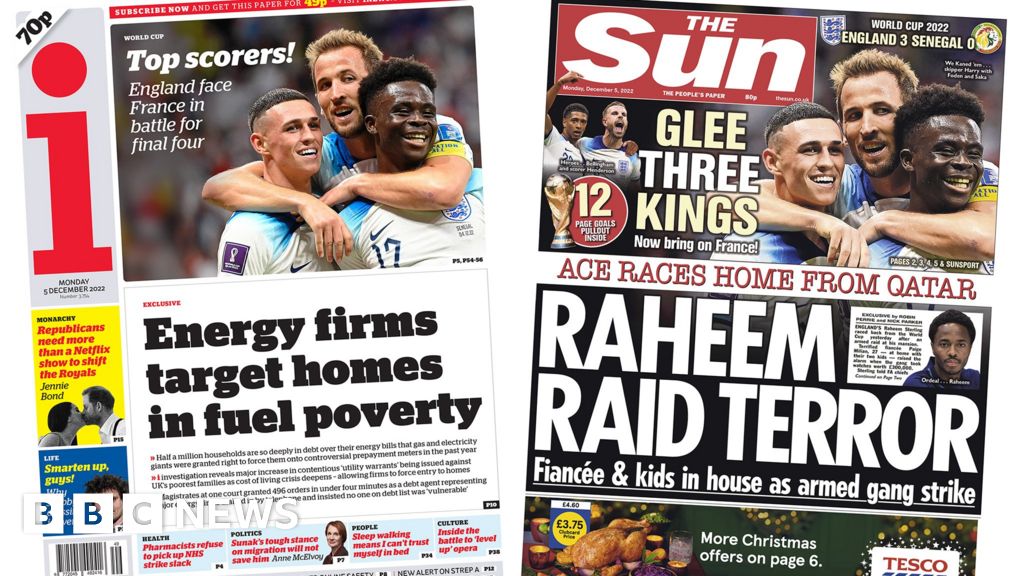 Newspaper headlines: ‘Three Lions roar’ and Sterling raid ‘terror’