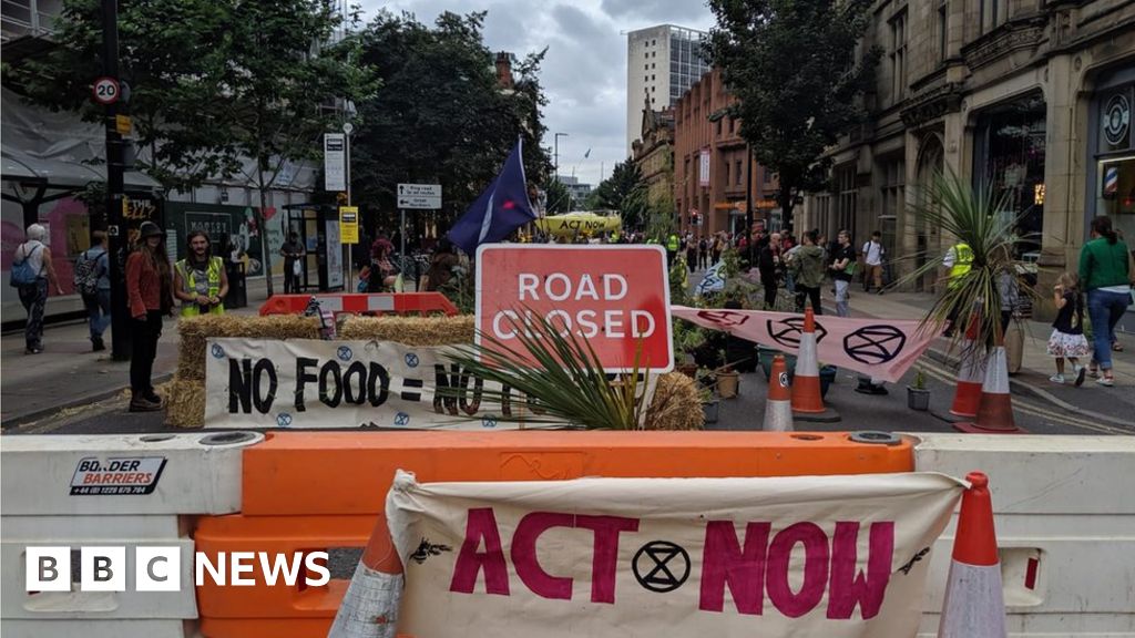 Extinction Rebellion Protesters close Deansgate in Manchester