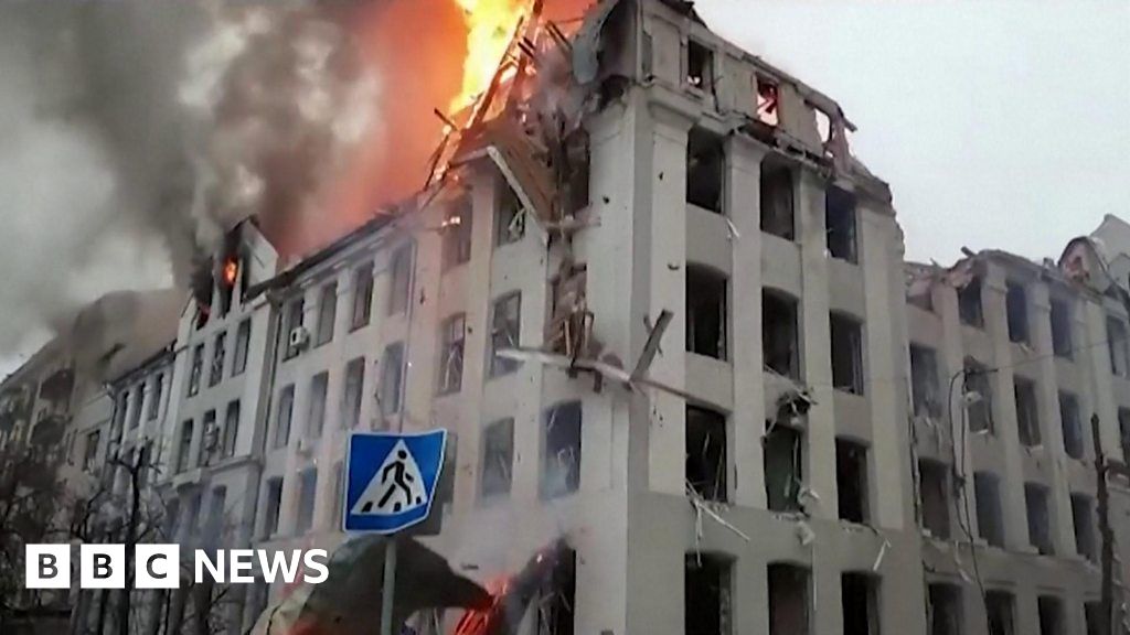 Kharkiv university roof crumbles after missile hit