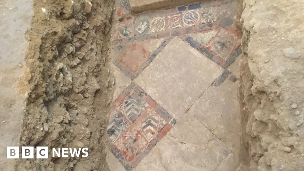 Decorated Meval Tiles Found Under Bath Abbey Floor Bbc News Decorated Meval Tiles Found Under Bath Abbey Floor