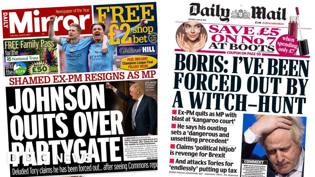 Newspaper headlines: ‘Johnson quits over Partygate’