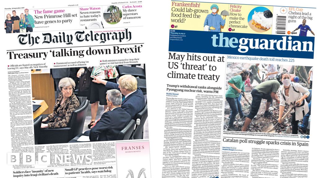 Newspaper Headlines Theresa May Speeches In The Spotlight Bbc News 3391