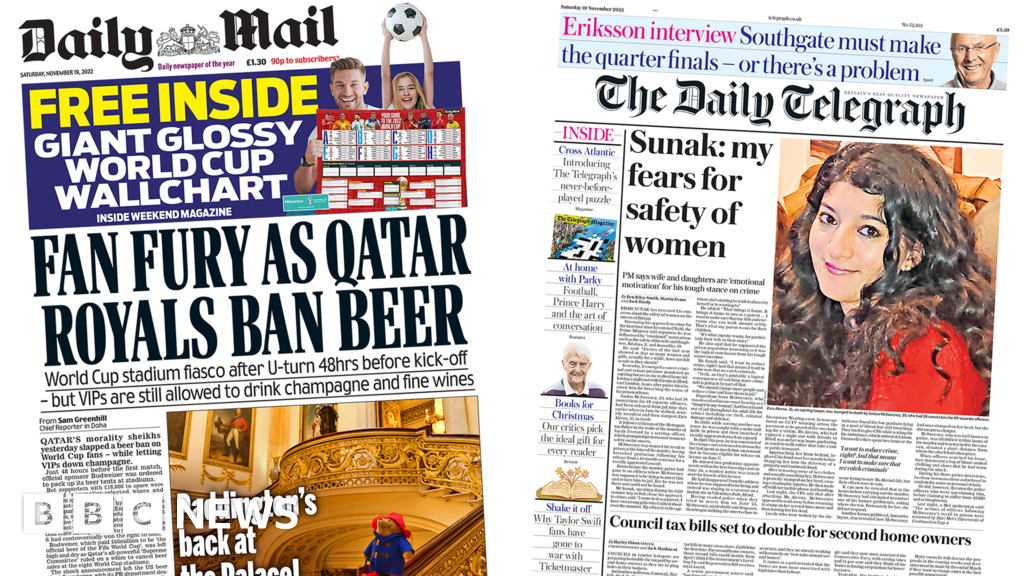 Newspaper headlines: ‘They think it’s all sober’ and PM’s fears for women