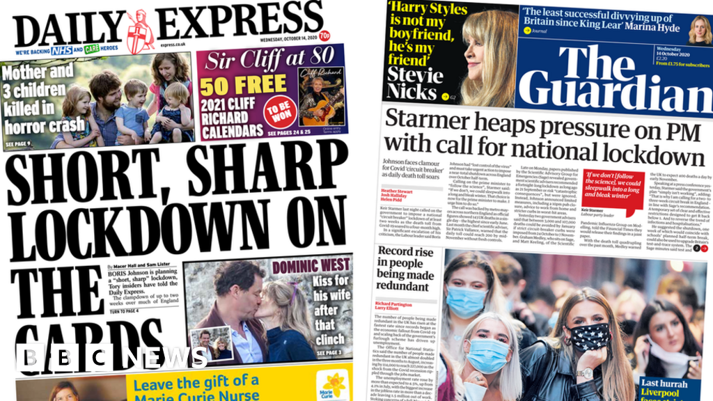 Newspaper Headlines Short Lockdown On The Cards As Pressure Grows On