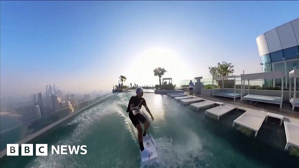 Wakeskater plunges off Dubai skyscraper pool in 'world first'