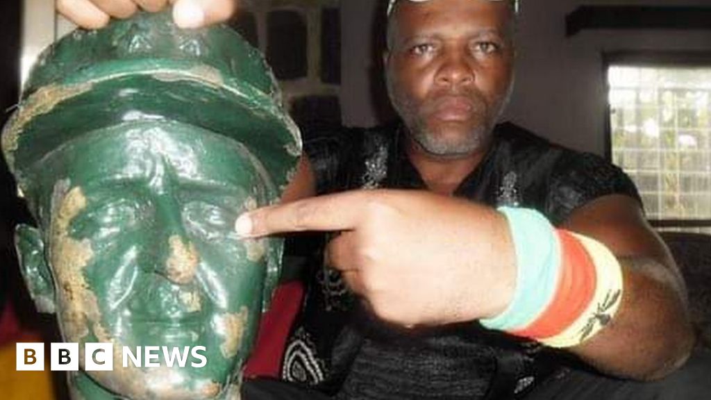 The Cameroonian waging war against a French war hero’s statue - BBC News