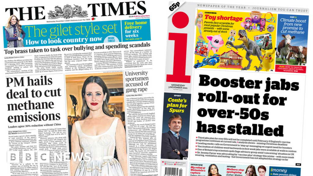 The Papers: PM hails methane deal and booster rollout 'stalls'