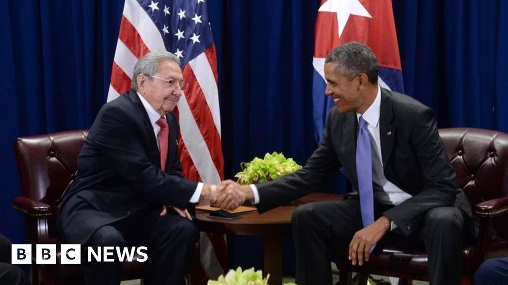 President Barack Obama And Raul Castro Meet In New York Bbc News