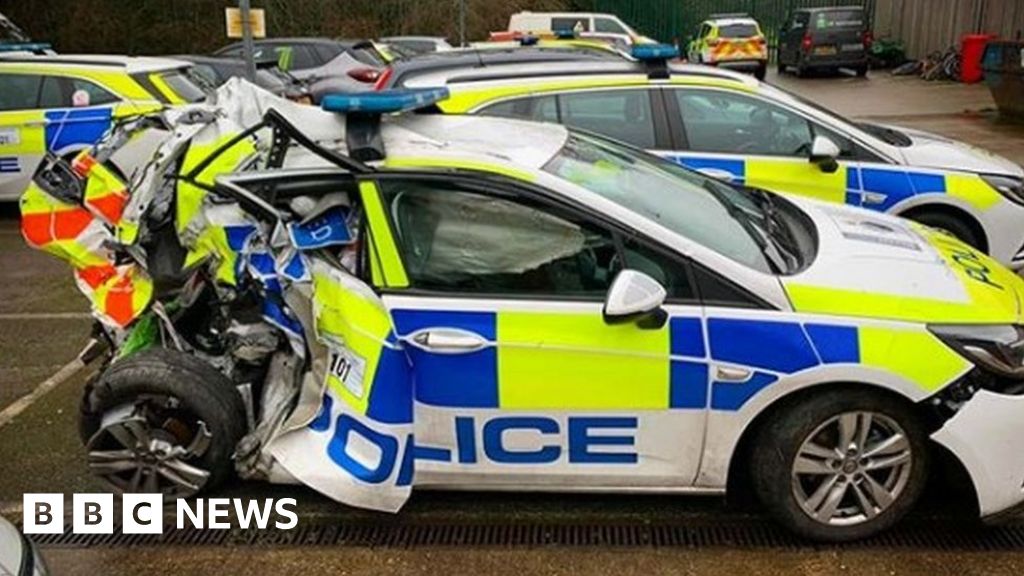 Dorset Police Patrol Car Poole Crash Pictures Released Bbc News