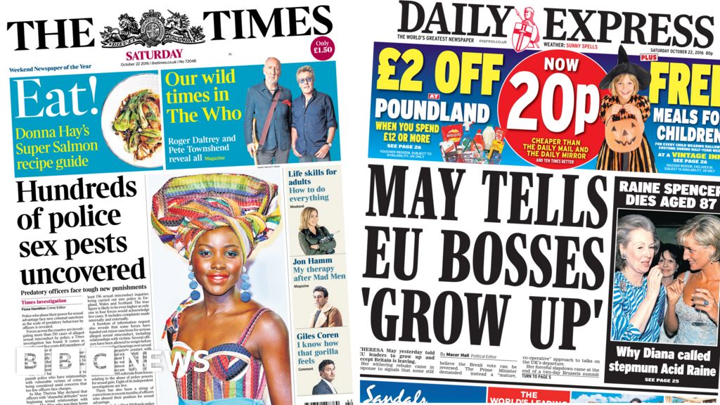 Newspaper Headlines Brexit Talks Row Police Sex Pests And Strictly Virus Bbc News 