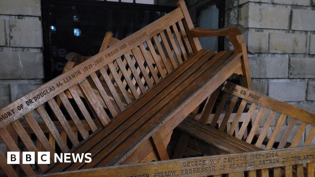 Book of Kells blocked by benches in student protest