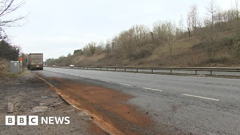 One Dead In A14 Suffolk Car And Lorry Fire Crash Bbc News