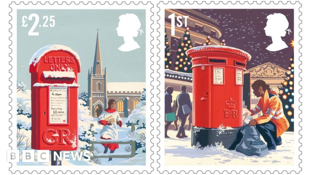 Royal Mail Christmas stamps have red postbox theme BBC News
