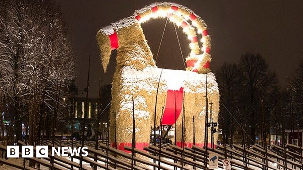 Has The Christmas Goat Burned Down Yet 2022 Sweden's Giant Gavle Goat Survives Christmas - Bbc News