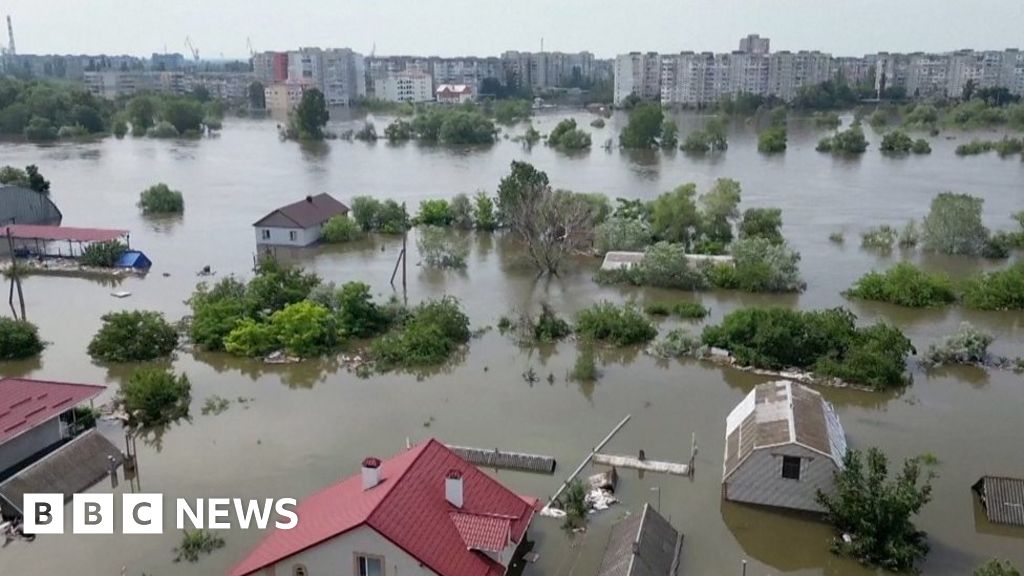Drone footage shows impact of burst Ukrainian dam