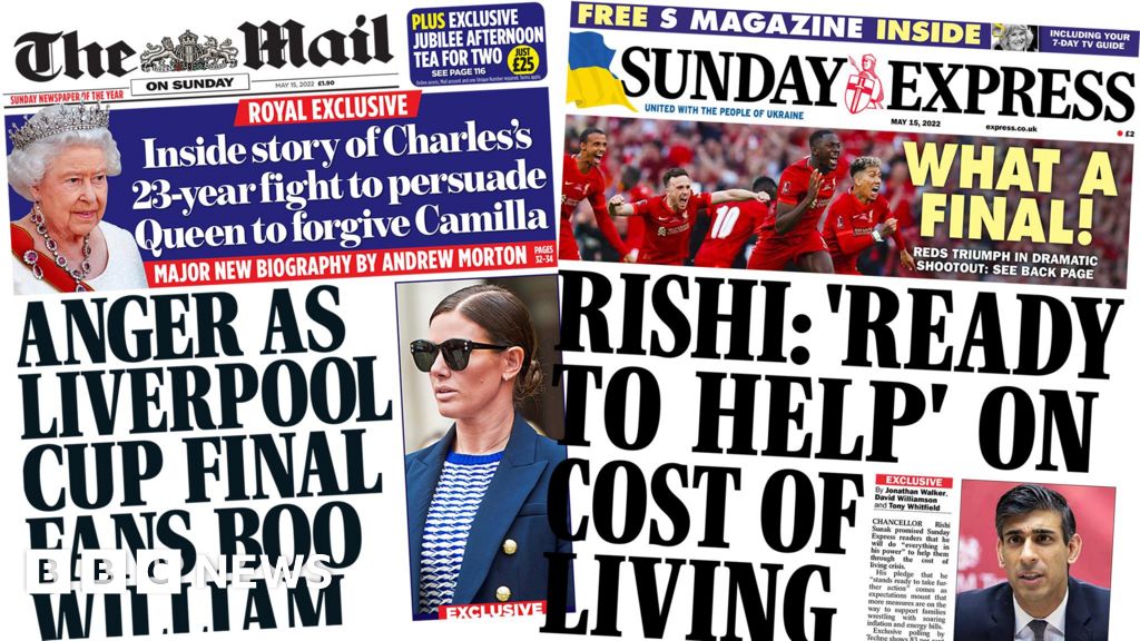 Newspaper headlines: 'Anger as fans boo William' and 'Rishi ready to help'