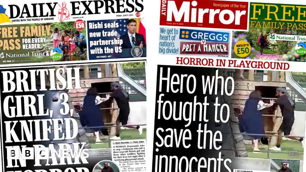 Newspaper headlines: ‘Horror at the playground’ as British girl stabbed