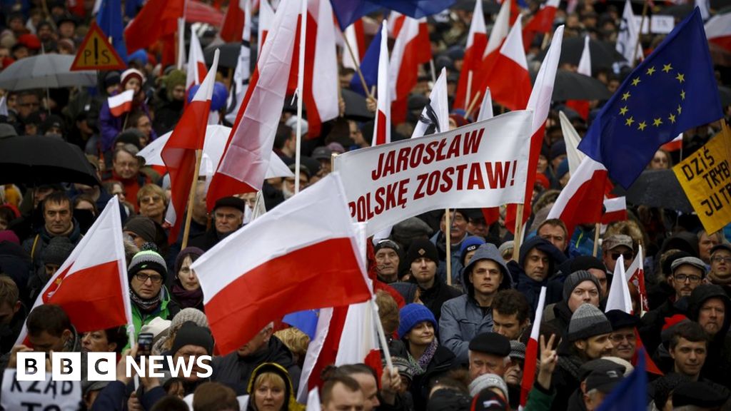 Poland Protests Thousands March To Defend Democracy Bbc News